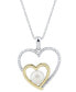 ფოტო #1 პროდუქტის Cultured Freshwater Pearl (6mm) & Diamond Accent Heart Pendant Necklace in Sterling Silver & 14k Gold
