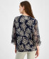 ფოტო #2 პროდუქტის Women's Mixed Media Pintucked Popover Top