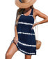 Фото #1 товара Women's Black-and-White Tie Dye Stripe Mini Beach Dress
