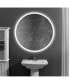 32 X 32 Inch Round Frameless LED Illuminated Bathroom Mirror, Touch Button Defogger, Metal