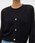 Women's Tara Button-Up Cable-Knit Cardigan Sweater Черный, XS - фото #10