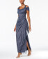 ფოტო #4 პროდუქტის Petite Cold-Shoulder Draped Metallic Gown