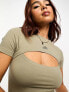 Фото #3 товара Ellesse Martinazzo cut out crop top in khaki