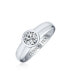 ფოტო #3 პროდუქტის Modern Simple Minimalist 1CT Cubic Zirconia AAA CZ Bezel Set Round Solitaire Promise Engagement Ring For Women .925 Sterling Silver Plain Band
