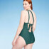Фото #3 товара Women's One Shoulder Plunge Cut Out One Piece Swimsuit - Shade & Shore Green S