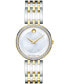 ფოტო #2 პროდუქტის Women's Swiss Esperanza Diamond (1/4 ct. t.w.) Two-Tone PVD Stainless Steel Bracelet Watch 28mm