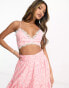 Фото #1 товара Collective the Label exclusive jacquard bralet co-ord in pink daisy with lace trim