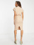 Фото #2 товара ASOS DESIGN collared wrap front midi dress with knot in stone
