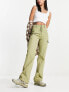 Daisy Street fitted parachute cargo trousers in khaki