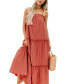 Women's Rust Square Neck Sleeveless Maxi Beach Dress