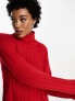 Brave Soul high neck slouchy midaxi knitted dress in red