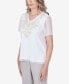 Petite Charleston Embroidered Cut Out Sleeve Top