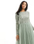 Maya Petite Bridesmaid long sleeve maxi dress with delicate sequin in sage green