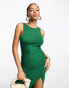 ASOS DESIGN high neck bodycon midi dress with split in forest green