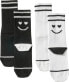 Crew Socken mit Smiley-Motiv weiß + schwarz Gr. 35-38, 2 St