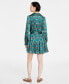 Фото #2 товара Women's Floral-Print Satin Collared Wrap Dress, Created for Macy's
