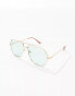 AIRE cosmos metal aviator sunglasses in green/gold