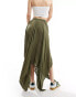 Фото #5 товара Miss Selfridge cheesecloth hanky hem maxi skirt in khaki