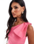 Vesper one shoulder drape detail mini dress in pink