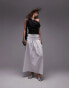 Фото #1 товара Topshop smocked waist maxi skirt in ivory with black topstitching