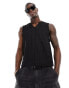 ASOS DESIGN vest in black texture with notch neckline