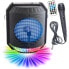 INOVALLEY HP74BTH - 20W Bluetooth Karaoke-Lichtlautsprecher - Mehrfarbiges LED-Licht - USB-Anschluss, UKW-Radio, Mikrofoneingang, Aux-In