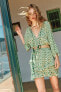 Фото #1 товара Платье с принтом и ремнем из джута ZARA