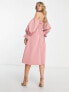 Фото #7 товара ASOS DESIGN Maternity shirred bardot blouson midi dress in soft pink