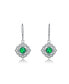 Фото #2 товара Sterling Silver White Gold Plated Round Cubic Zirconia Petal Flower Style Earrings