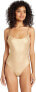 Фото #1 товара Skin 238136 Womens The Sloane Mallot One-Piece Swimwear Solid Gold Size Small