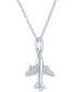 Фото #4 товара Diamond Accent Airplane Pendant Necklace in Sterling Silver, 16" + 2" extender