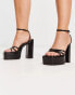 ASOS DESIGN Wide Fit – Nate – Schwarze Plateau-Sandalen mit Absatz, weite Passform Kroko-Schwarz, 39 - фото #4