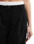 Bershka boxer waistband wide leg tailored trousers in black