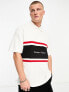 Tommy Jeans vertical stripe linear logo polo shirt in white - WHITE