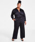 Фото #1 товара Trendy Plus Size Satin Wide-Leg Pants