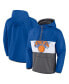 ფოტო #1 პროდუქტის Men's Blue, Gray New York Knicks Anorak Flagrant Foul Color-Block Raglan Hoodie Half-Zip Jacket
