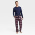 Фото #1 товара Men's Big & Tall Plaid Microfleece Pajama Set 2pc - Goodfellow & Co Blue MT