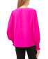 ფოტო #2 პროდუქტის Women's Long-Sleeve Smocked-Cuff V-Neck Blouse