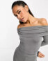 Фото #1 товара ASOS DESIGN cotton modal clean fold over bardot bodysuit in grey