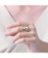 ფოტო #2 პროდუქტის Radiant 14K Gold Plated Wide Band Ring with Spotted Multi-Colored Cubic Zirconia