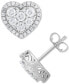 ფოტო #1 პროდუქტის Diamond Heart Halo Cluster Stud Earrings (1 ct. t.w.) in 14k White Gold
