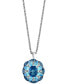 ფოტო #1 პროდუქტის EFFY® Multi-Topaz Flower 18" Pendant Necklace (11-3/4 ct. t.w.) in Sterling Silver