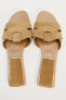 Criss-cross split leather flat slider sandals