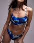 Topshop mix and match square neck cami bikini top in ink print Разноцветный, 36 - фото #2