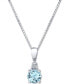 ფოტო #1 პროდუქტის Aquamarine (1/3 ct. t.w.) & Diamond Accent 18" Pendant Necklace in 14k White Gold