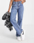 Фото #2 товара Object cotton wide leg dad jeans in mid blue wash - MBLUE