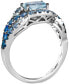 Sea Blue Aquamarine (5/8 ct. t.w.), Denim Ombré (1-1/8 ct. t.w.) & White Sapphire (1/5 ct. t.w.) Twist Ring in 14k White Gold