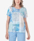 Фото #1 товара Women's Hyannisport Patchwork Leaf Lace Detail Short Sleeve T-shirt