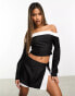 Фото #6 товара Missyempire bardot contrast top co-ord in monochrome