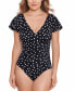 Фото #1 товара Women's Flutter-Sleeve Polka Dot One-Piece Swimsuit, Created for Macy's